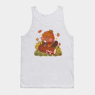 Cute Autumn Beaver Tank Top